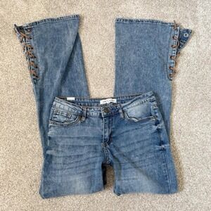 Almost Famous Lace-Up Flare Jeans — Size 9